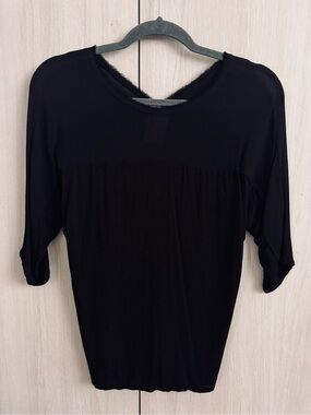 Anthropologie Dolan Black 3/4 length sheer and soft cotton top